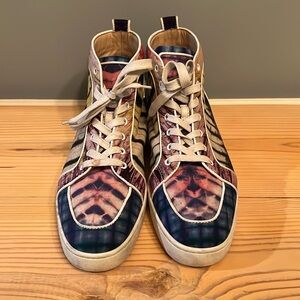 Christian Louboutin Vibrant Multicolor High-Top Sneakers Size 45.5